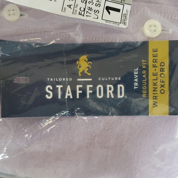 ✨B2GO FREE + SOS!!✨ Stafford Light Lavender Long Sleeve Shirt 34-35, 17 1/2 Neck - Picture 4 of 7